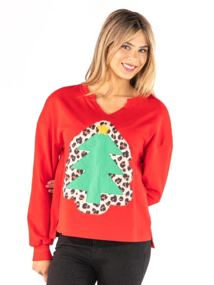 JUNE MARKET: Glistening V-Neck Crew - Red by Simply Southern (Ships Late July)
