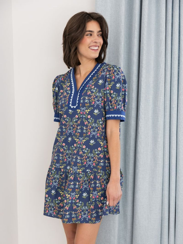 JUNE MARKET: Allison Puff Sleeve Dress - Ribbon Floral by Simply Southern (Ships Late September)