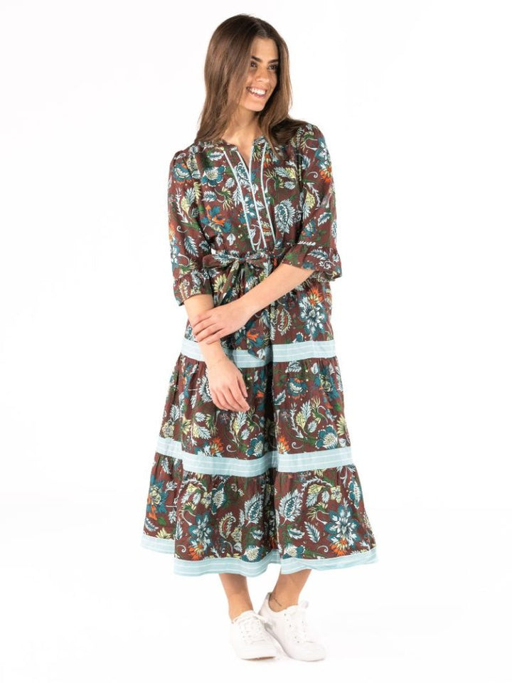 JUNE-MARKET: Holly Floral Dress - Brown by Simply Southern (Ships Late September)