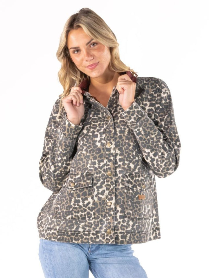 Darling Printed Barn Jacket - Leopard by Simply Southern