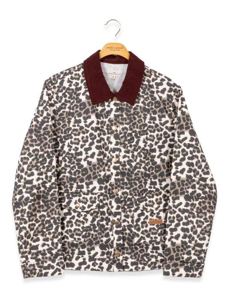 Darling Printed Barn Jacket - Leopard by Simply Southern