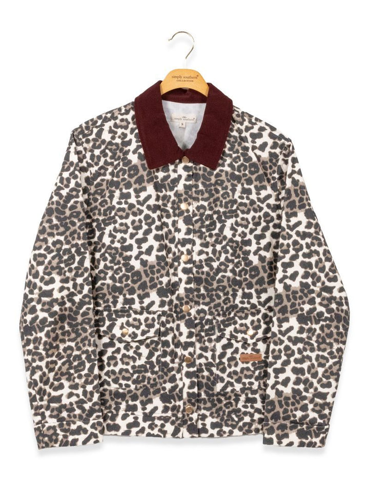 Darling Printed Barn Jacket - Leopard by Simply Southern