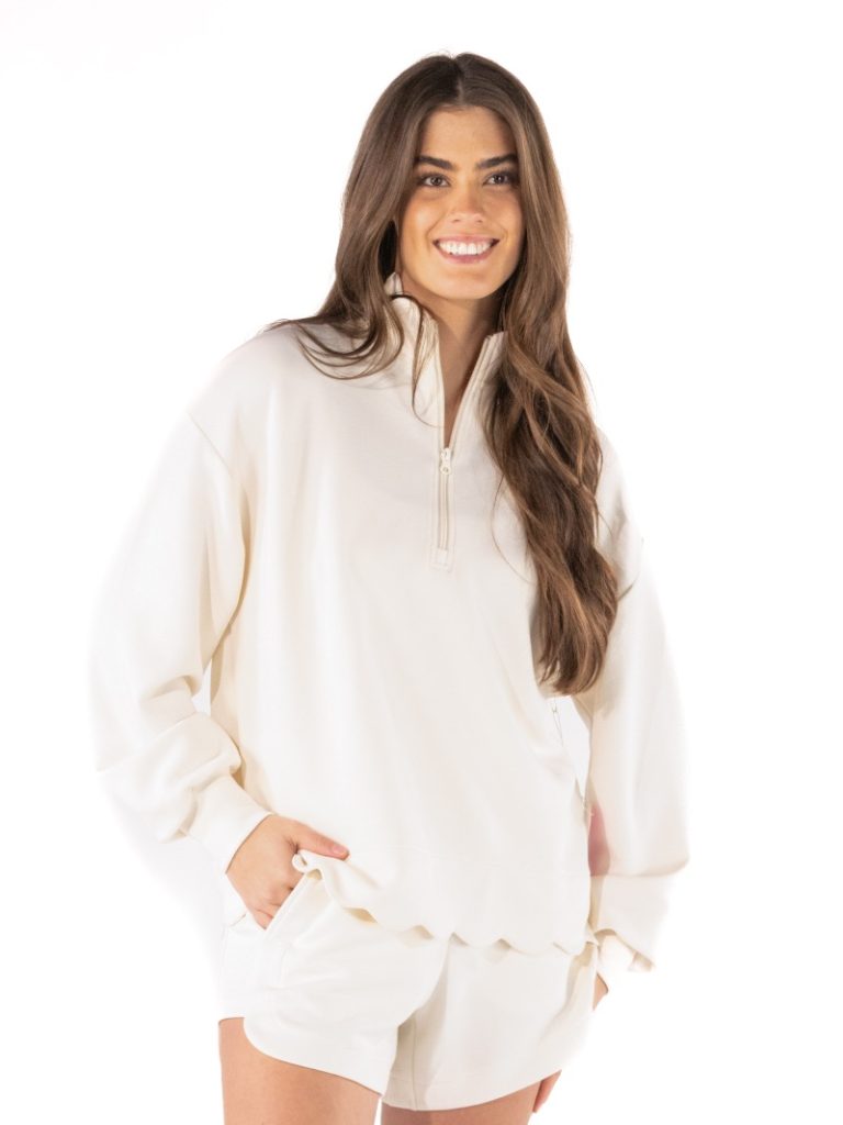 Lounge Scalloped Pullover - Ivory by Simply Southern