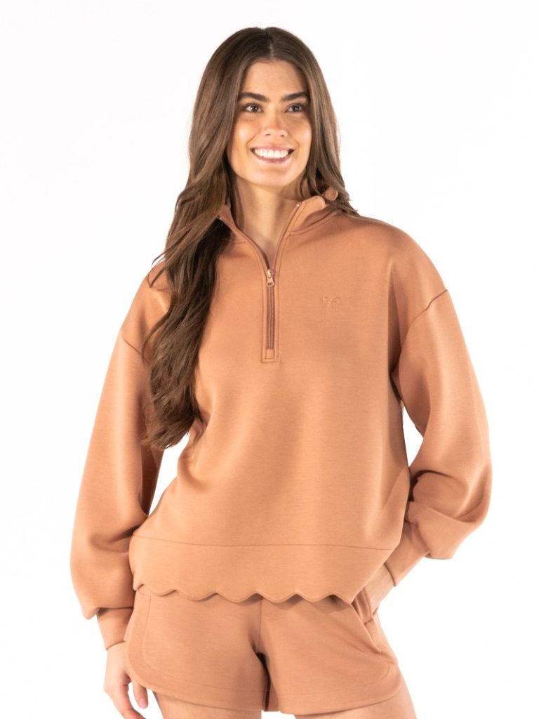 Lounge Scalloped Pullover - Mocha by Simply Southern