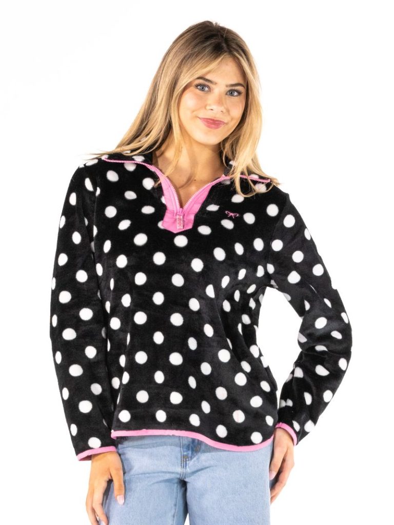 Dotted Y-Neck Pullover - Black by Simply Southern