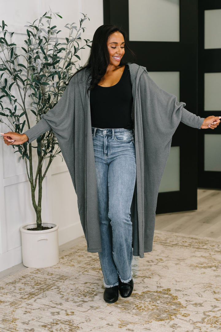 Pamper Travel Hooded Cardigan in Charcoal - 11/3