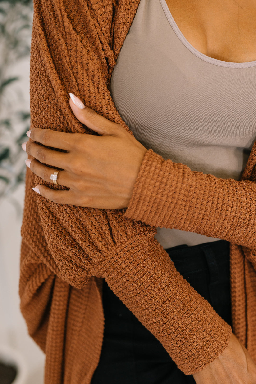 Pamper Travel Hooded Cardigan in Chestnut - 11/3