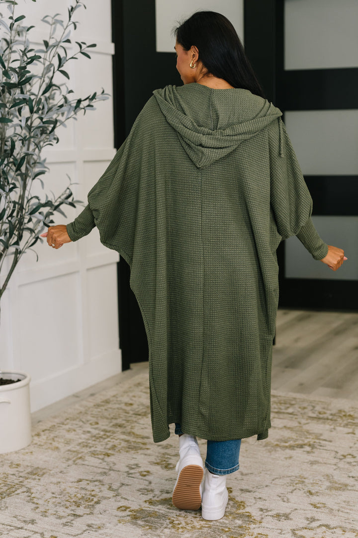 Pamper Travel Hooded Cardigan in Olive - 11/3