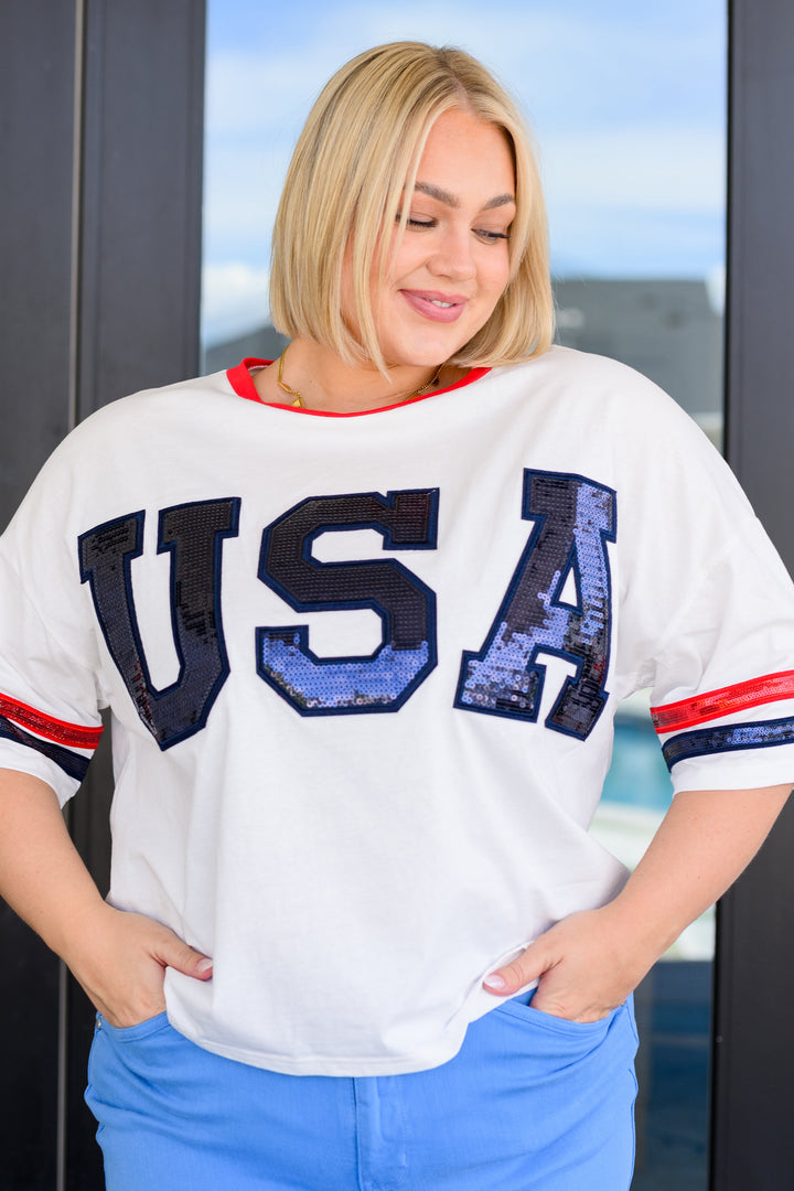 Party In The USA Drop Shoulder Top - 5/4