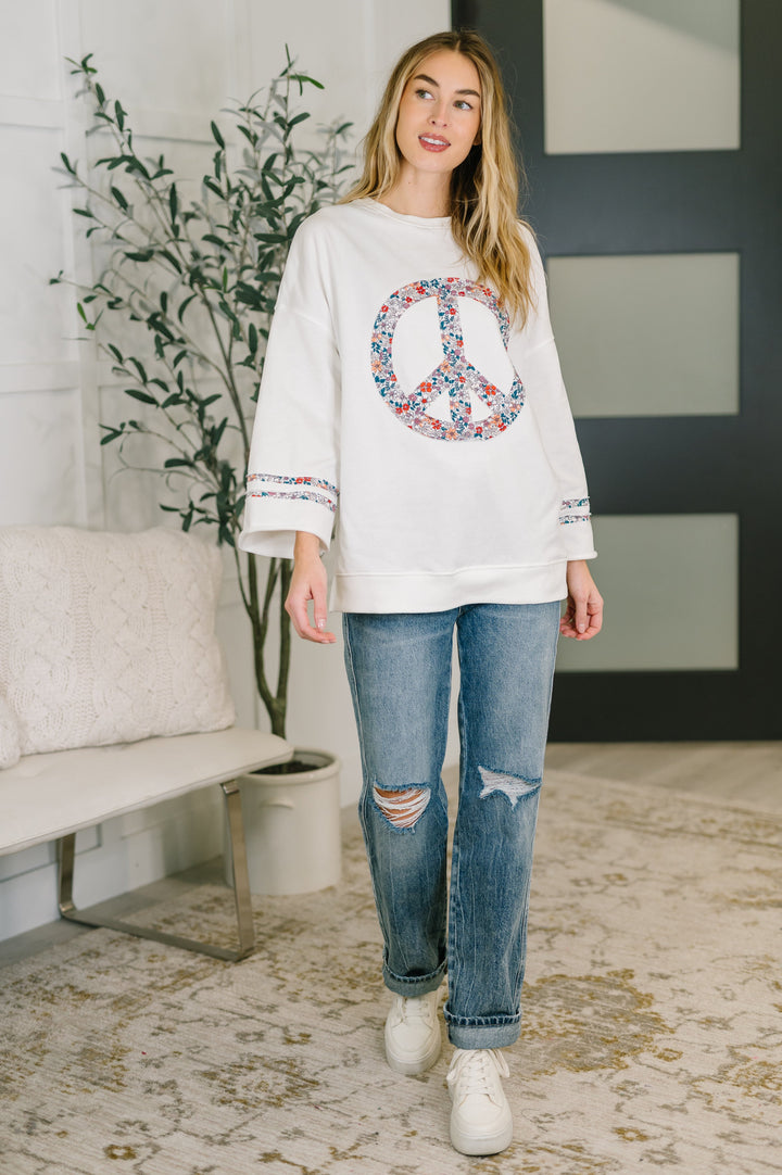 Peace, Love, and Flowers Peace Sign Top - 8/19