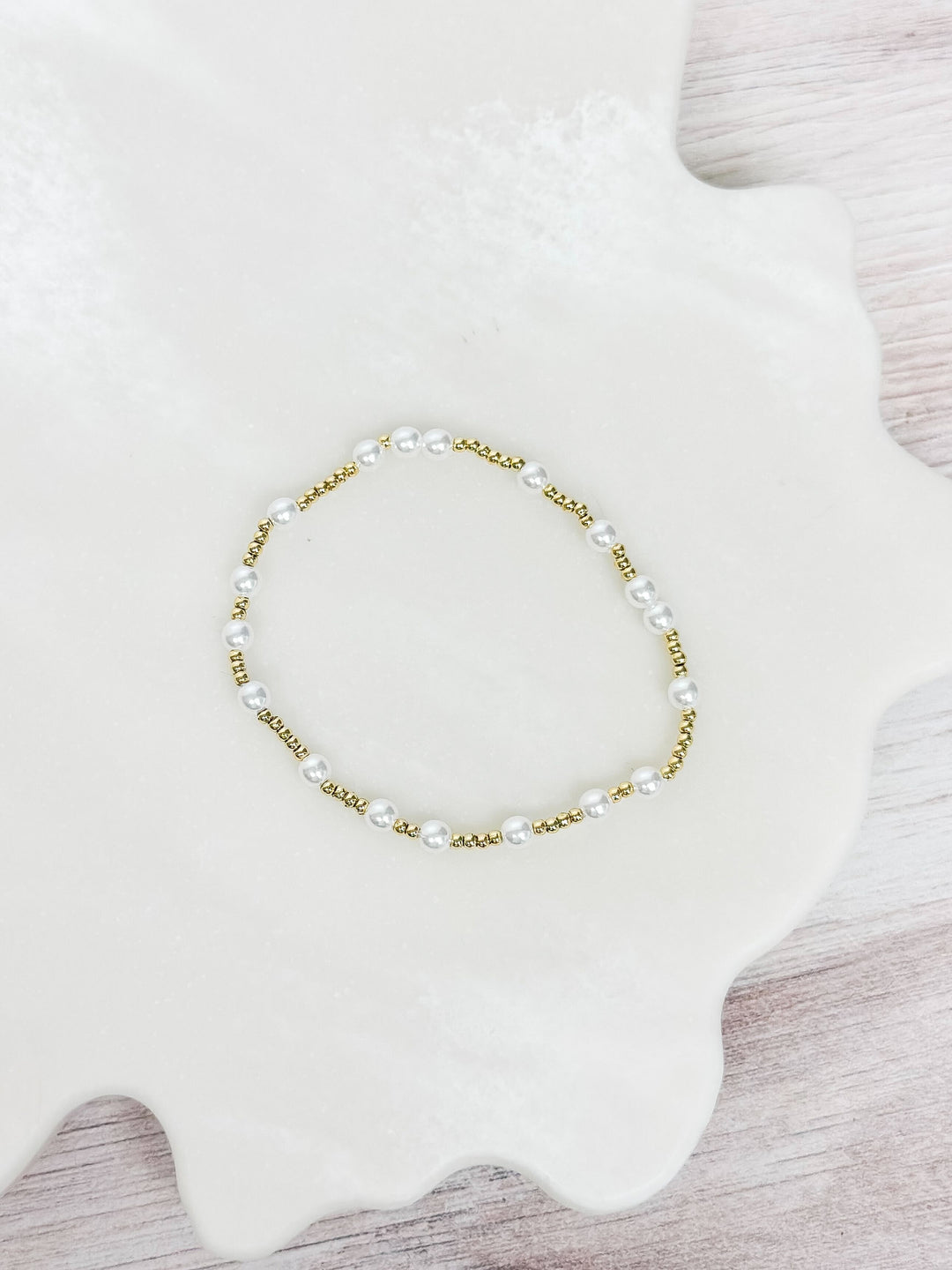 Gold Plated Pearl Stretch Bracelet