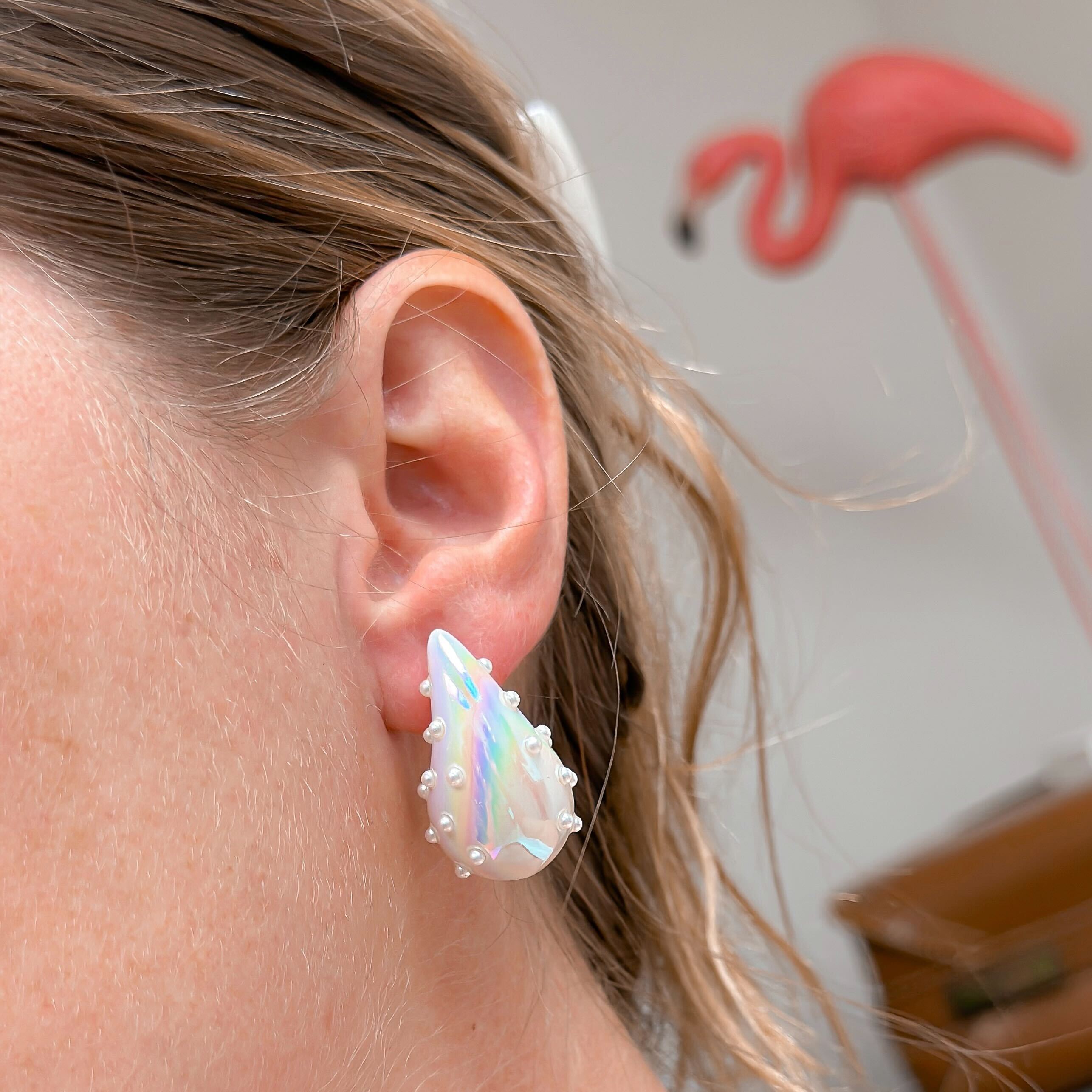 Pearl Bubble Drop Earrings - Pearlescent White
