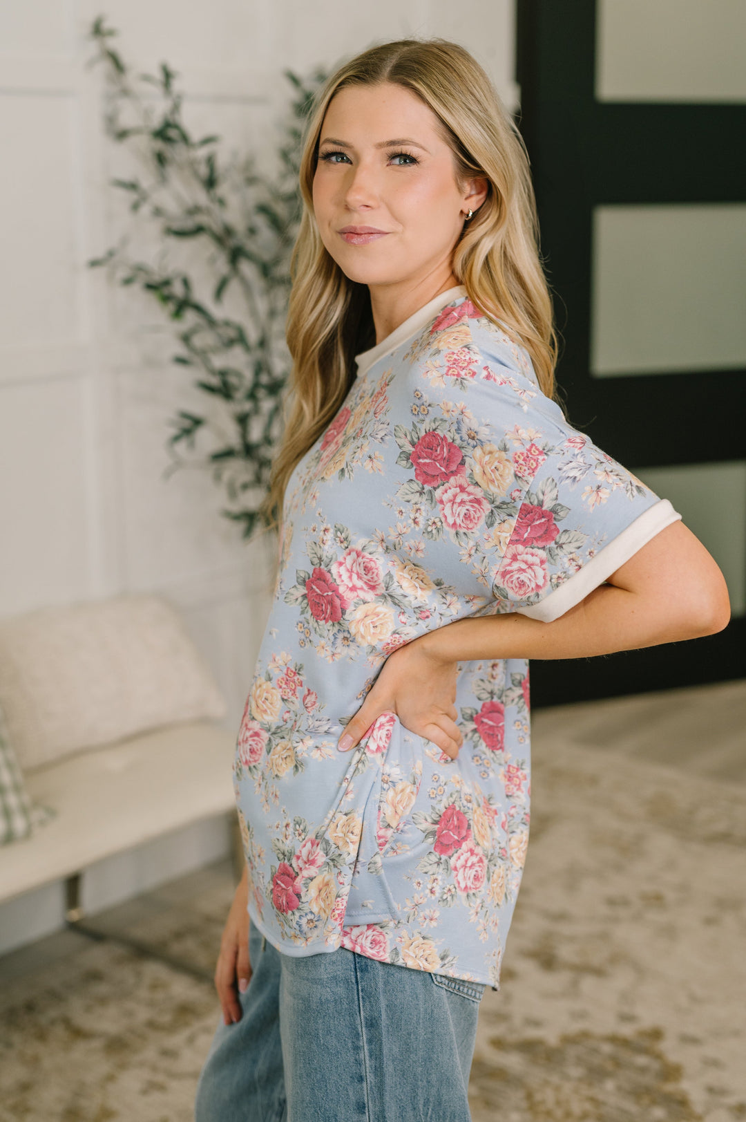 Perfect Season Floral Print Relaxed Tee - 6/2