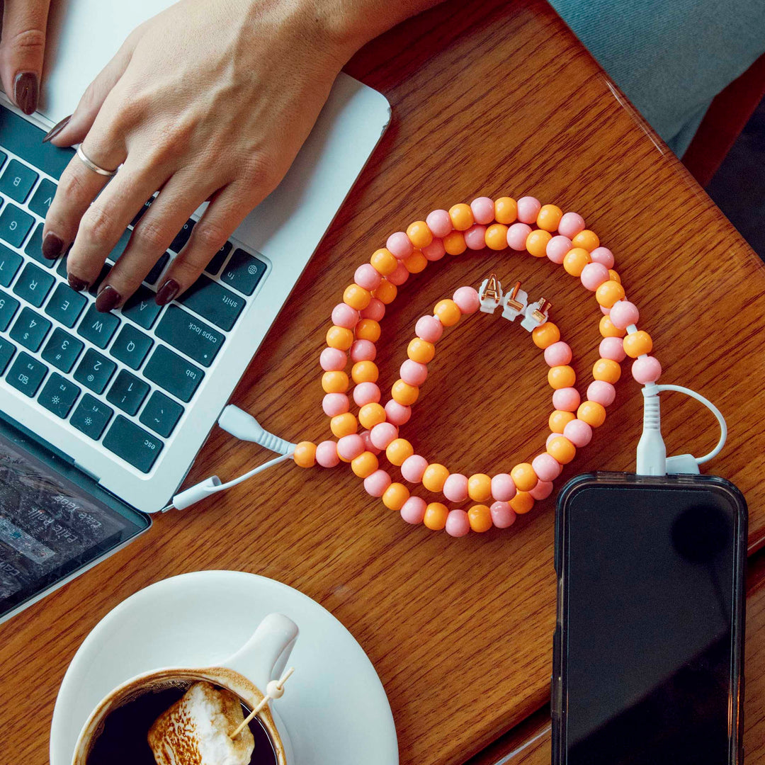 Beaded Phone Charger Sherbert by Erimish (SEPT ARRAY: Ships in 2-3 Weeks)