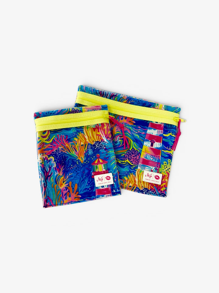 Coral Beacon Multi-Use Clear Pouches by Makeup Junkie (Ready to Ship)