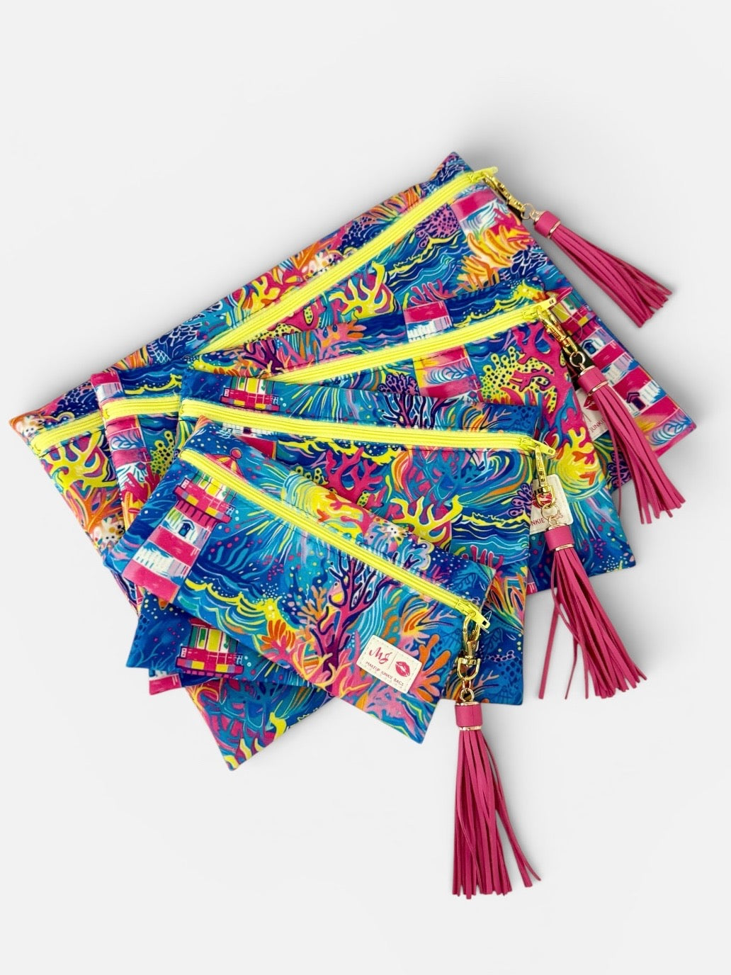 Coral Beacon Top Zip Bags by Makeup Junkie (Ready to Ship)
