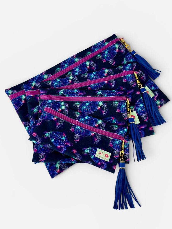 Shell Shocked Top Zip Flat Bags by Makeup Junkie (Ready to Ship)