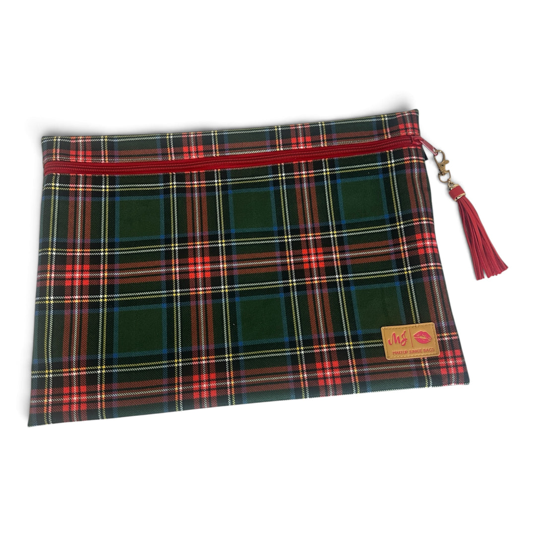 Nice List Green Plaid - Top Zip Large by Makeup Junkie (Ready to Ship)