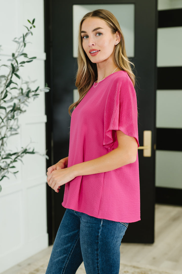 Pink and Perfect Ruffle Sleeve Top - 4/30