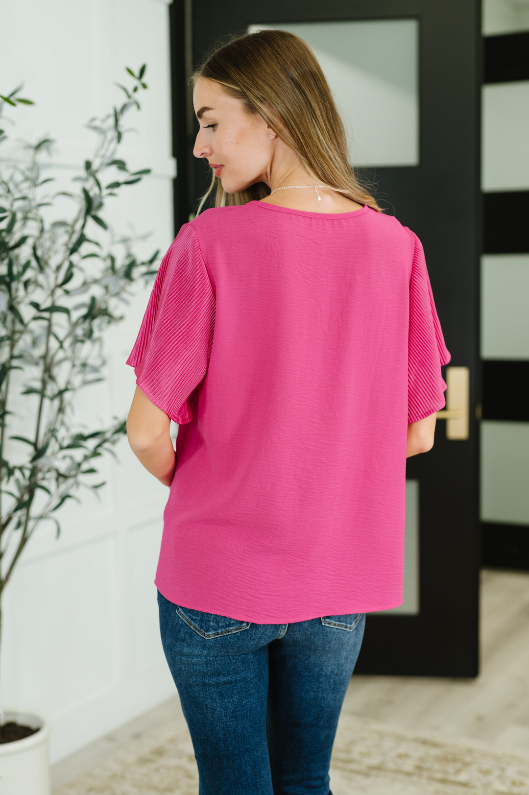 Pink and Perfect Ruffle Sleeve Top - 4/30