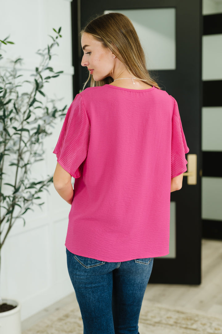 Pink and Perfect Ruffle Sleeve Top - 4/30