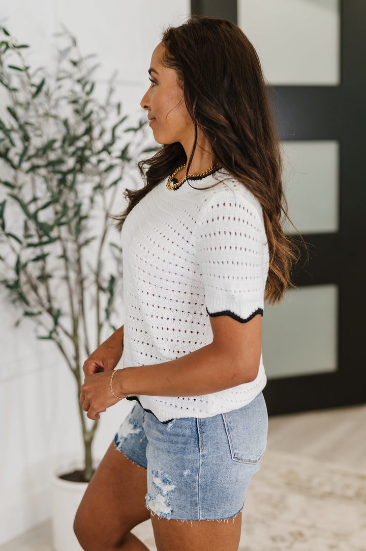 Pinkies Up Knit Top in White - 7/2
