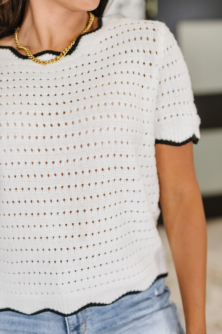 Pinkies Up Knit Top in White - 7/2