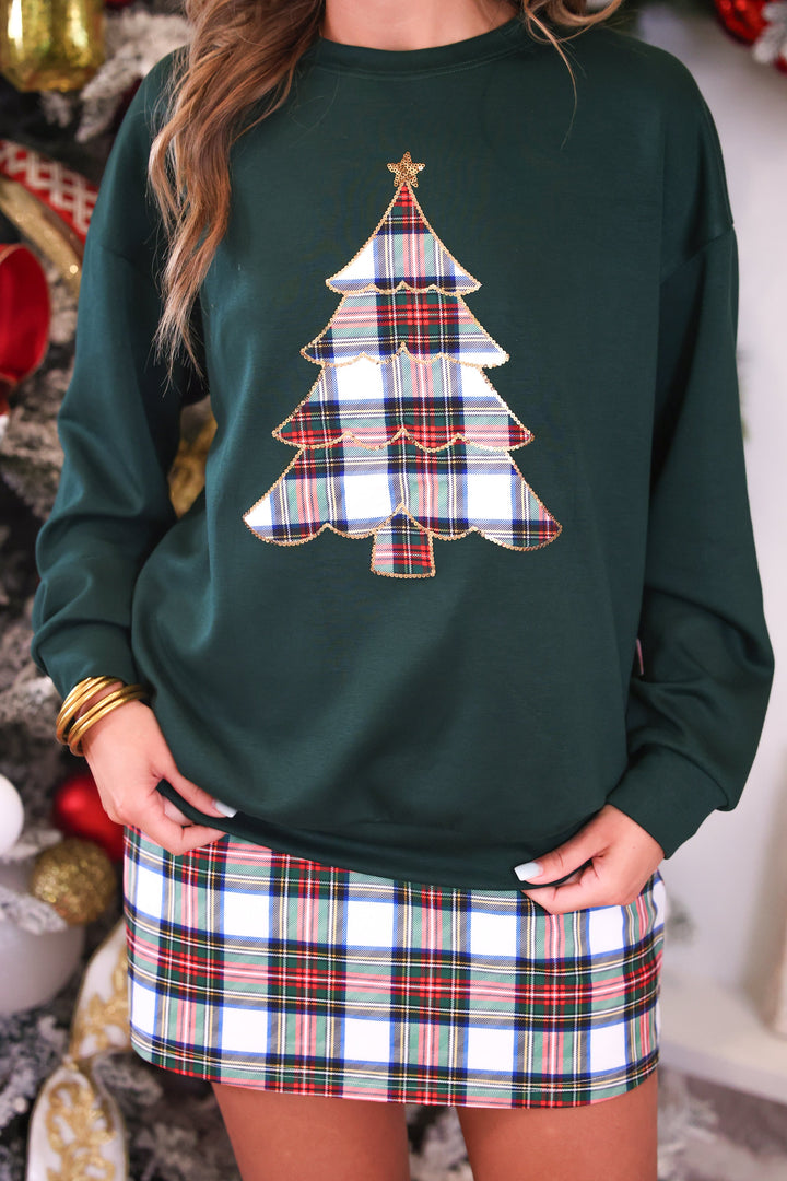 Plaid Christmas Tree Pullover by Jess Lea (PREORDER: Ships in October)