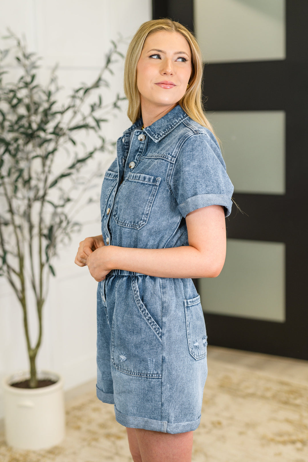 Pleasant and Relevant Denim Romper - 5/18
