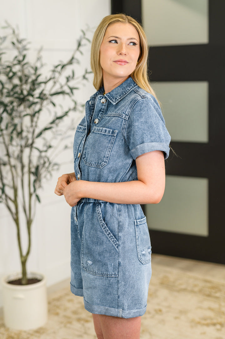 Pleasant and Relevant Denim Romper - 5/18