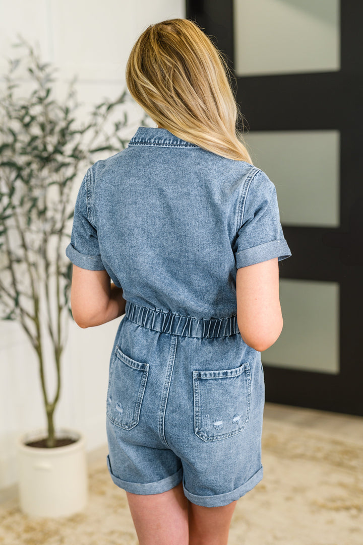 Pleasant and Relevant Denim Romper - 5/18