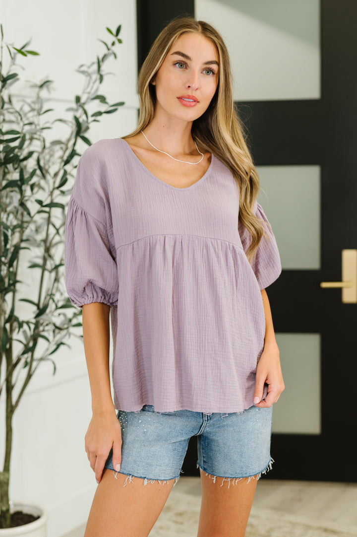 Pleasantly Perfect Bubble Sleeve Peasant Blouse - 6/8