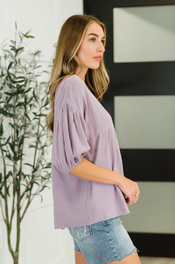 Pleasantly Perfect Bubble Sleeve Peasant Blouse - 6/8