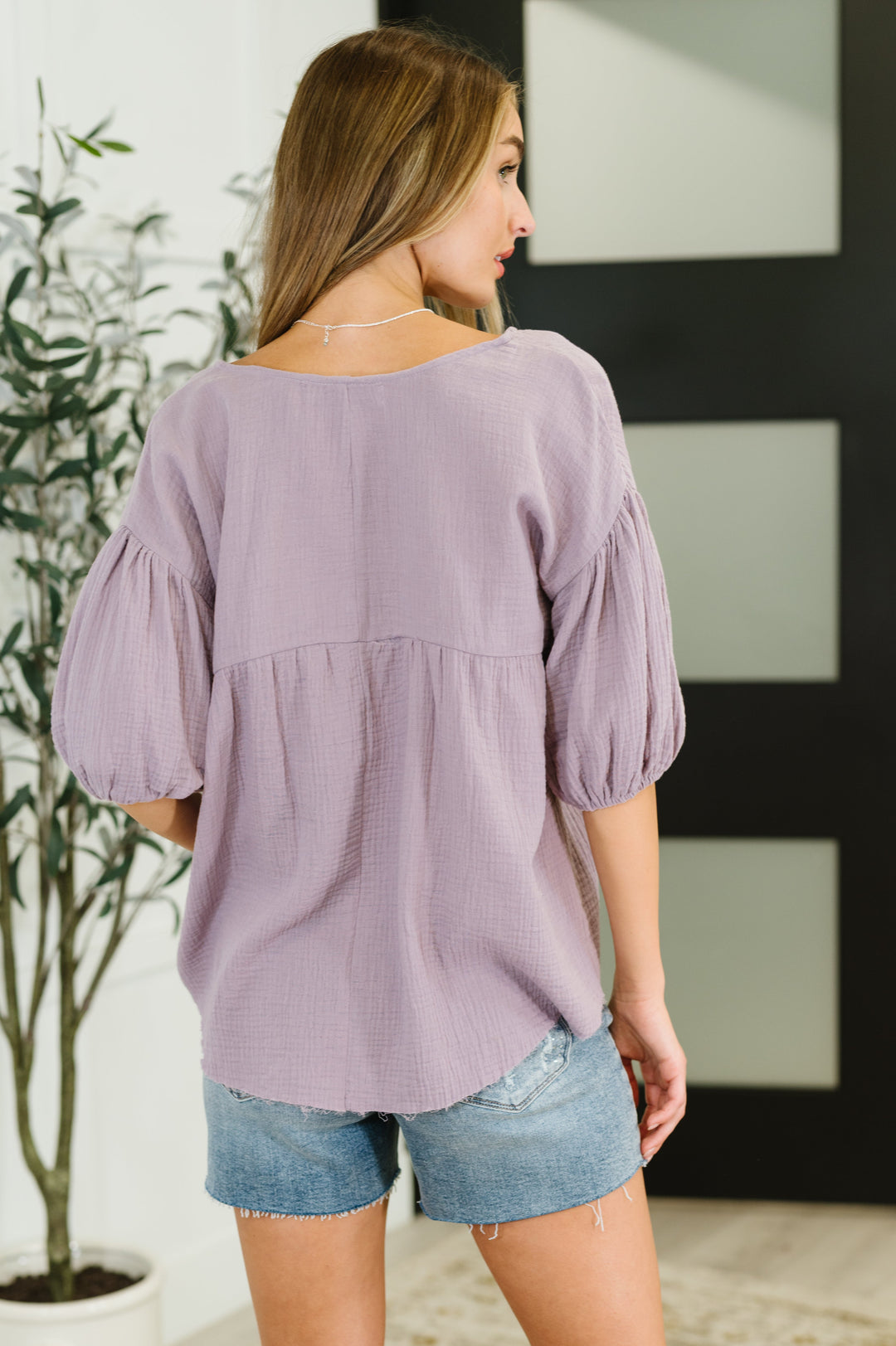Pleasantly Perfect Bubble Sleeve Peasant Blouse