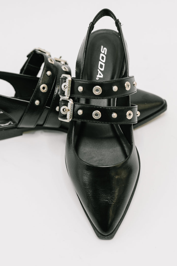 Pop of Color Pointy Toe Slip On in Black - 4/21