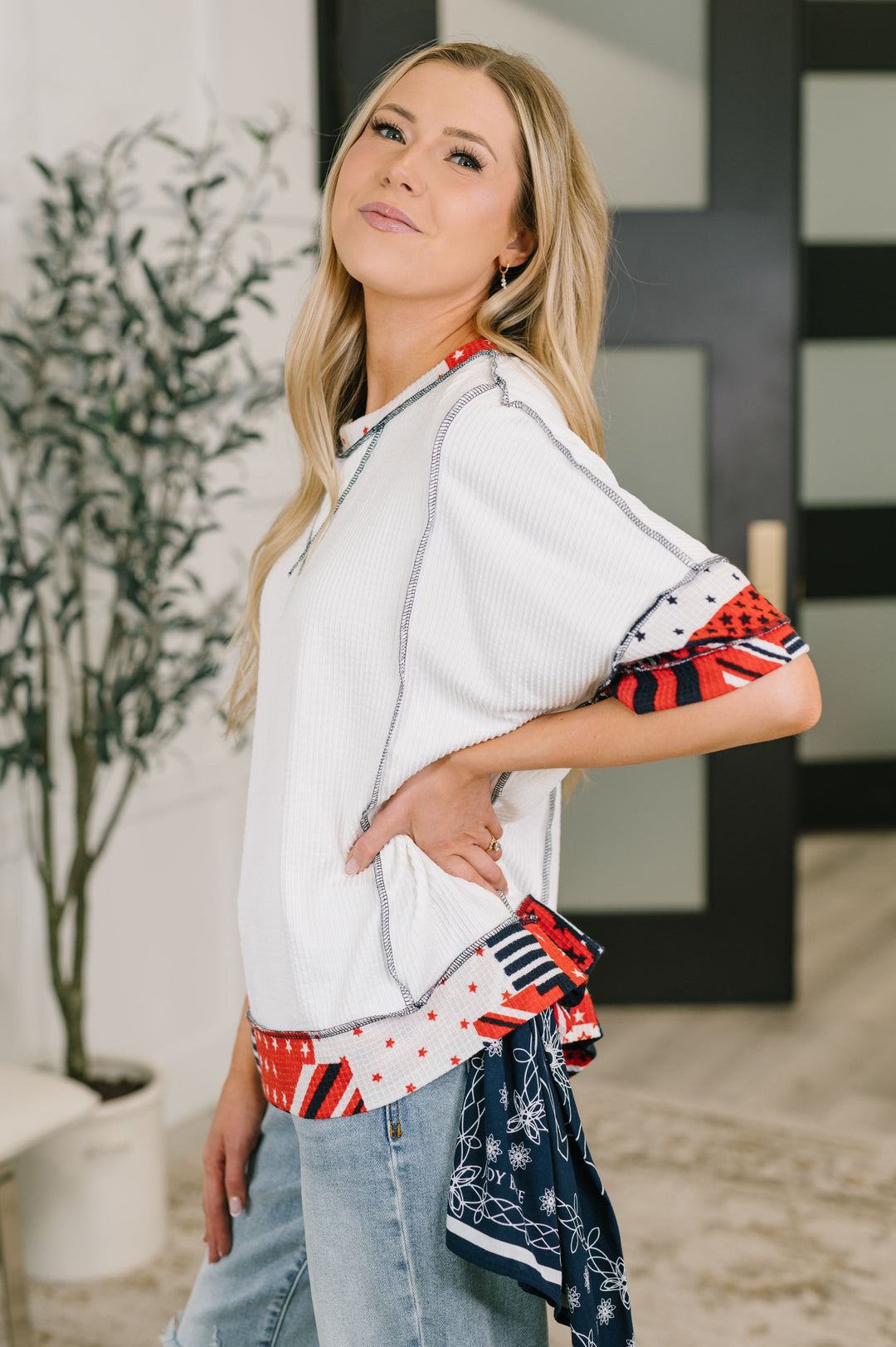 Pretty Prideful Patchwork Detail Top - 6/16