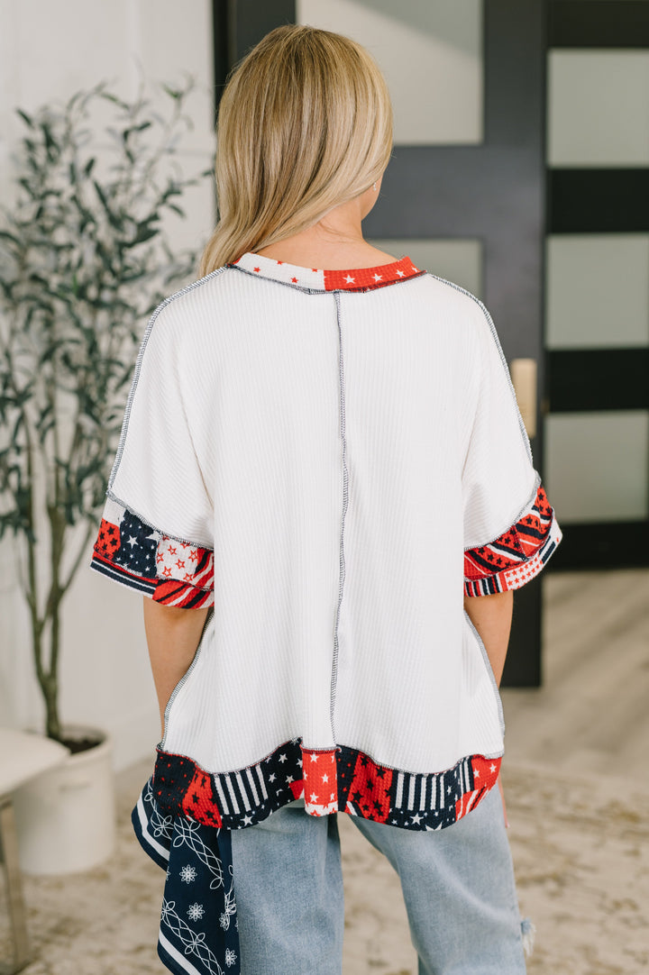 Pretty Prideful Patchwork Detail Top - 6/16