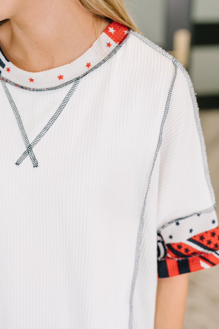 Pretty Prideful Patchwork Detail Top - 6/16