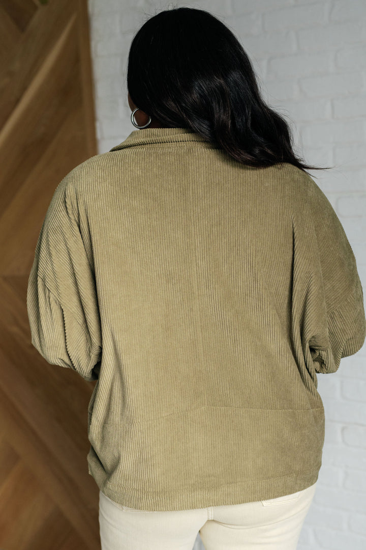 Primrose Corduroy Jacket in Olive - 8/17