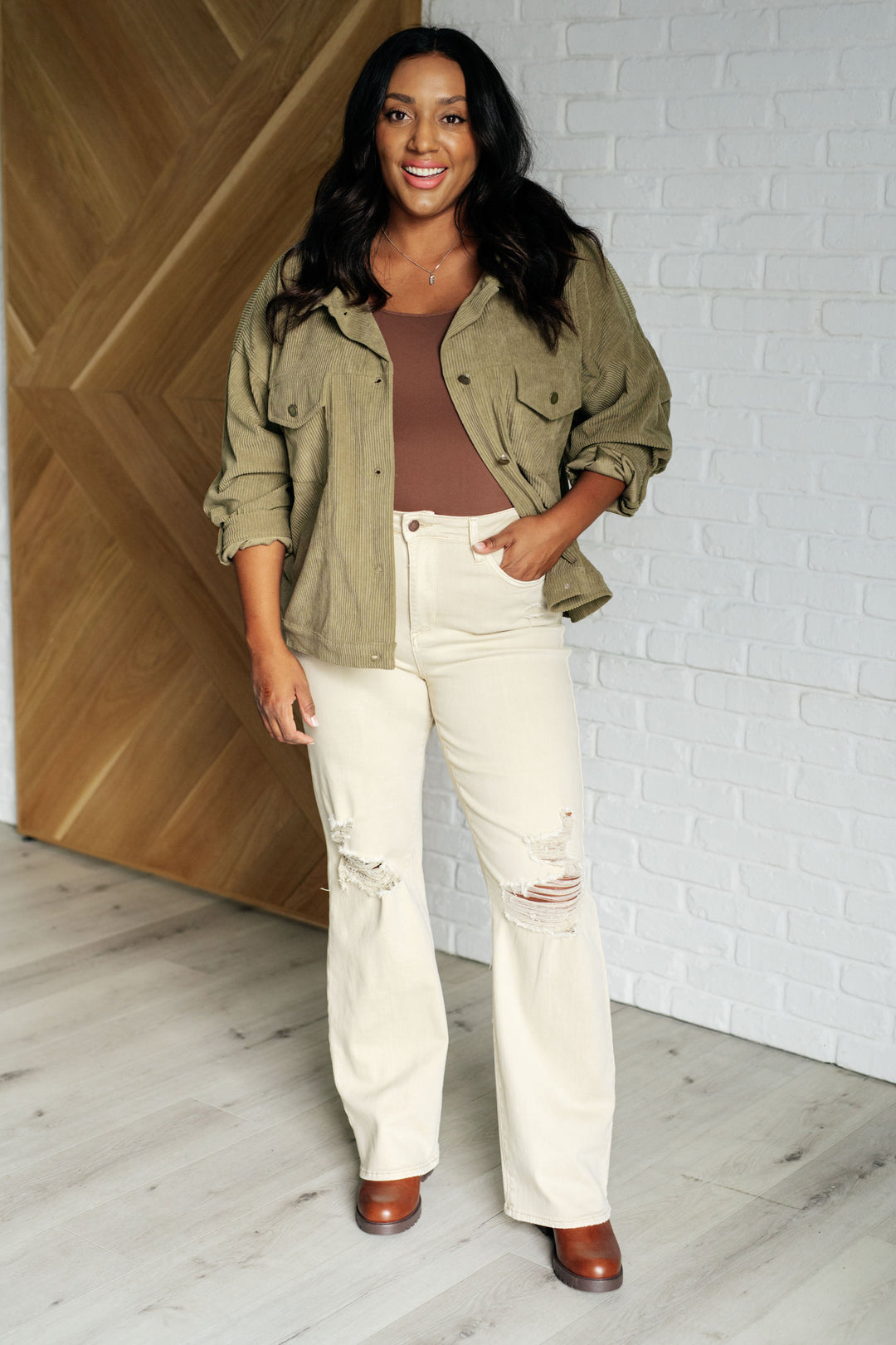 Primrose Corduroy Jacket in Olive - 8/17