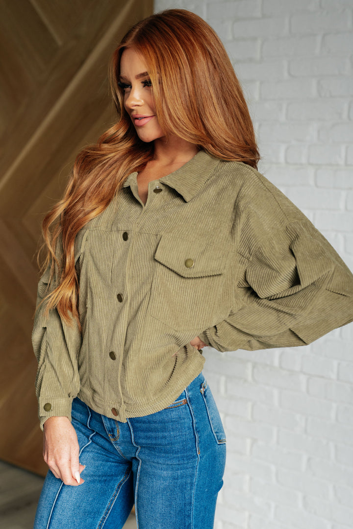 Primrose Corduroy Jacket in Olive - 8/17