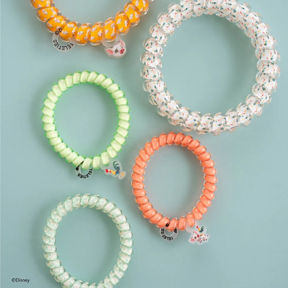 Teleties Hair Tie - Large and Small Band Pack of 5 - Pua and Heihei