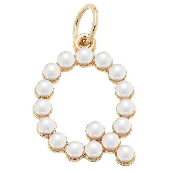Pearl-Studded Letter Charm in Ivory By Canvas