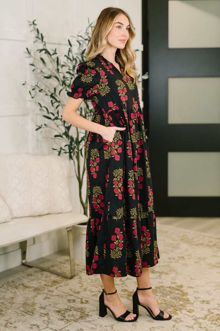 Quiet Life Notch Neck Tiered Dress in Black - 3/10