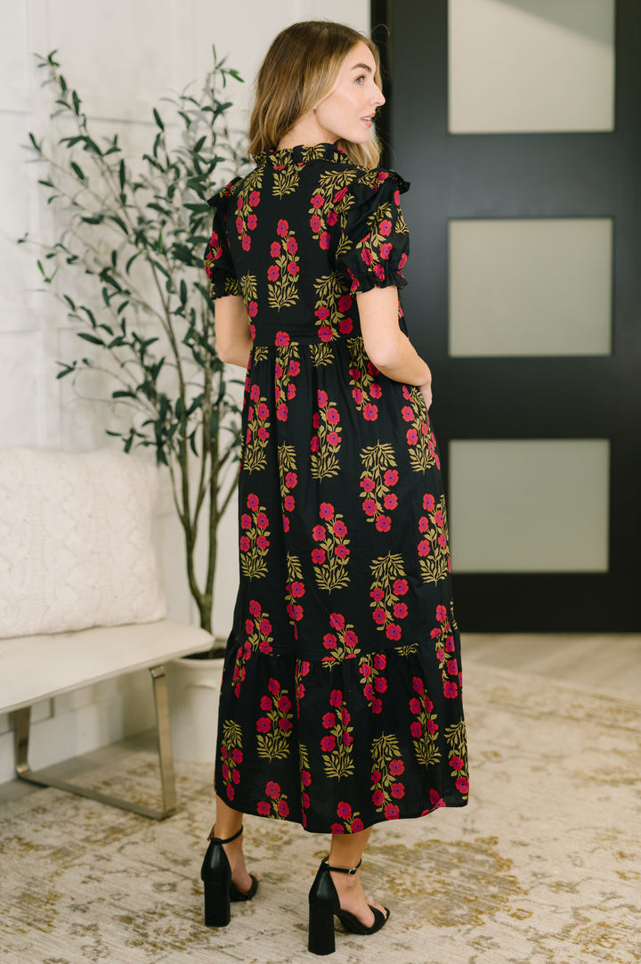 Quiet Life Notch Neck Tiered Dress in Black - 3/10