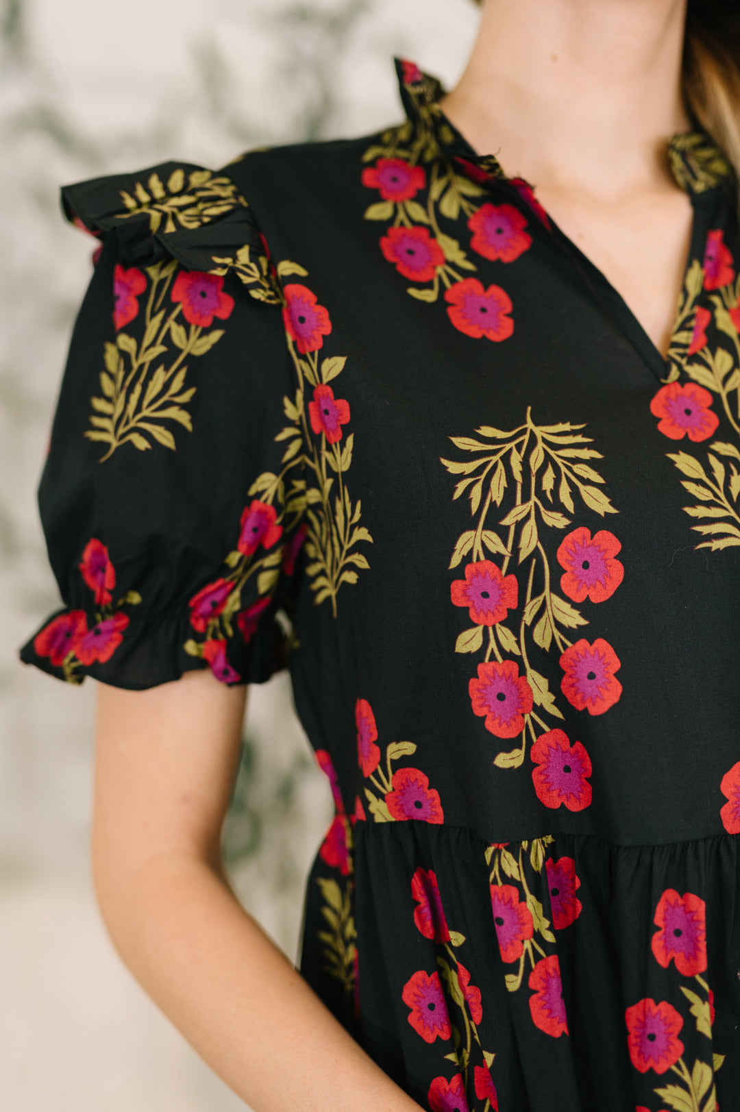 Quiet Life Notch Neck Tiered Dress in Black - 3/10