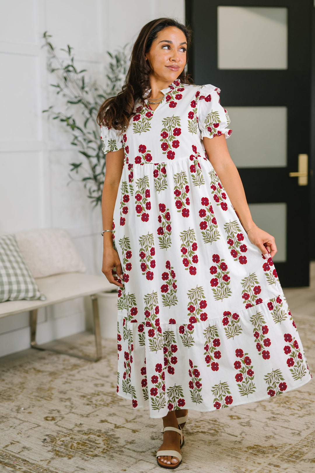 Quiet Life Notch Neck Tiered Dress in White - 5/5