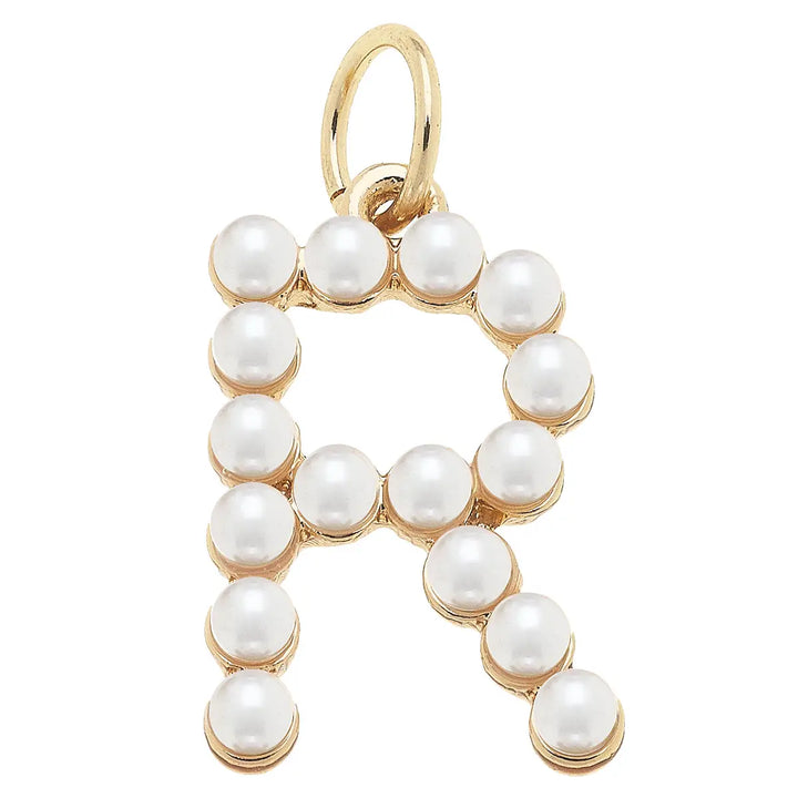 Pearl-Studded Letter Charm in Ivory By Canvas