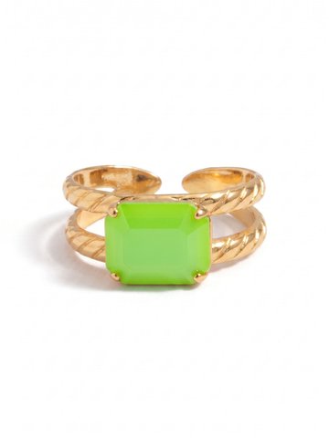 Octavia Adjustable Cocktail Ring by Sorrelli - Electric Green