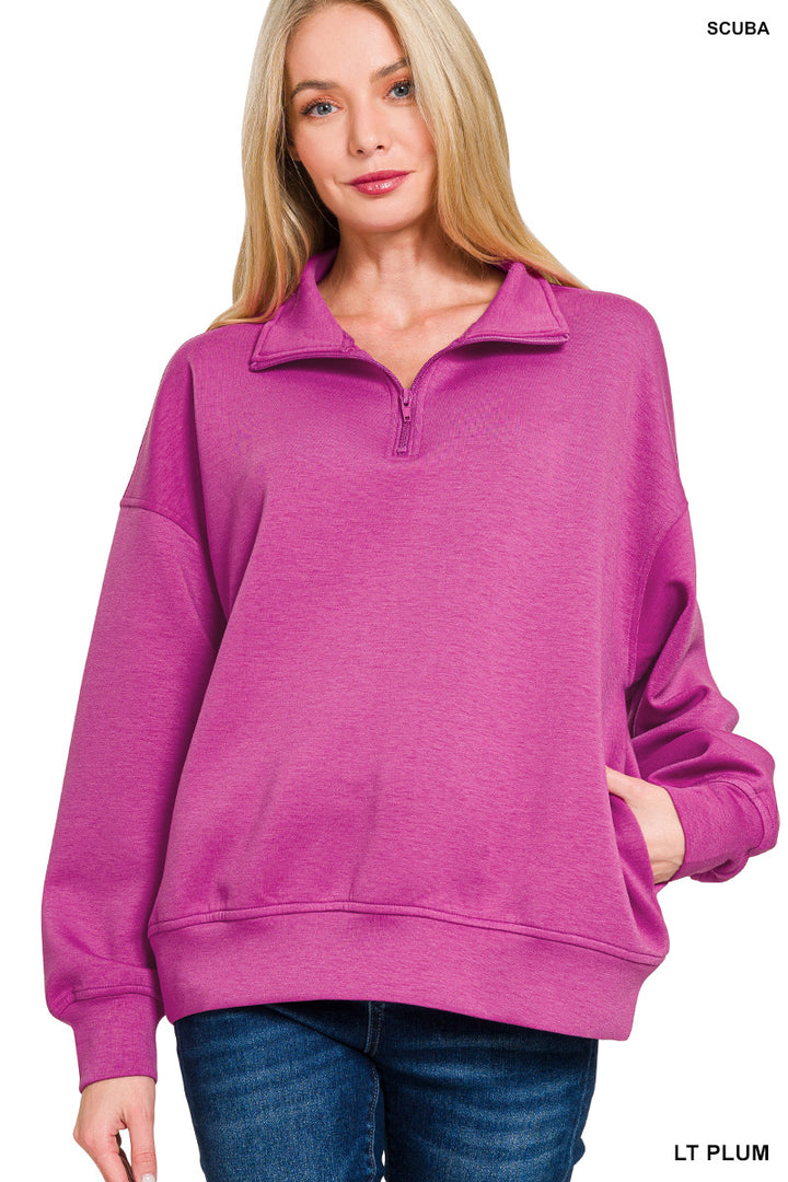 Scuba Half-Zip Pullover - Light Plum
